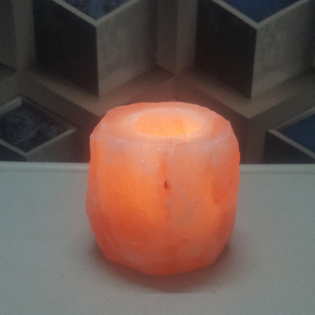 himalayan natural candle holder with light